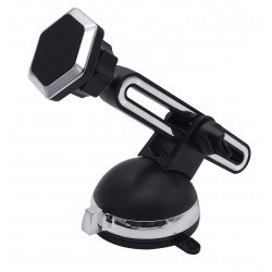 Premium Magnetic Long Windshield and Dashboard Car Mount Holder for Phone KI-030 (Black-Silver)